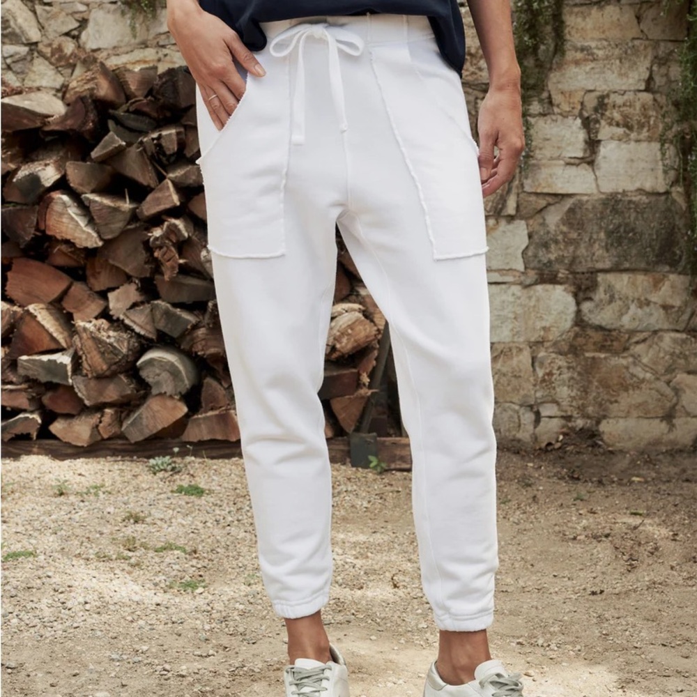 Frank & Eileen White Jogger Sweatpants Fleece Eamon